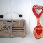 Hello - Ceramic postcard wi..