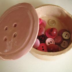 Dusty Pink Ceramic Button Pot. Handmade in Wales, UK