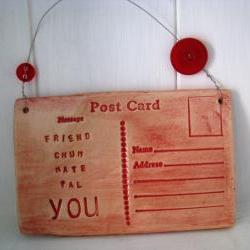 Friend postcard - Handmade Ceramic. Made in Wales, UK. Ready to ship.