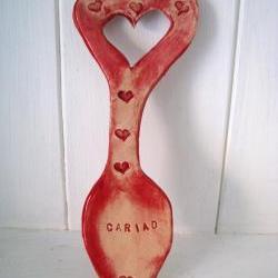 Cariad (Love in Welsh) Ceramic Lovespoon. Made in Wales, UK. Ready to ship.