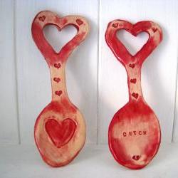 Heart ceramic Lovespoon. Handmade in Wales, UK. Ready to ship.