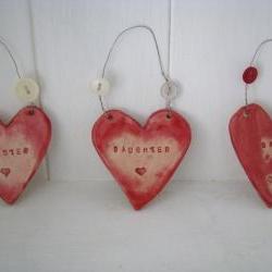 Ceramic 'Relative' Heart. Mam, Mum, Gran, Great Gran, Daughter, Mum in Law, Sister. Handmade in Wales UK