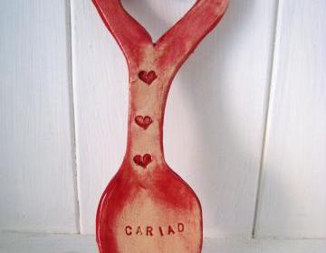 Cariad (Love in Welsh) Ceramic Lovespoon. Made in Wales, UK. Ready to ship.