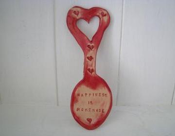 Happiness is Homemade Ceramic Lovespoon. Made in Wales UK, by hand
